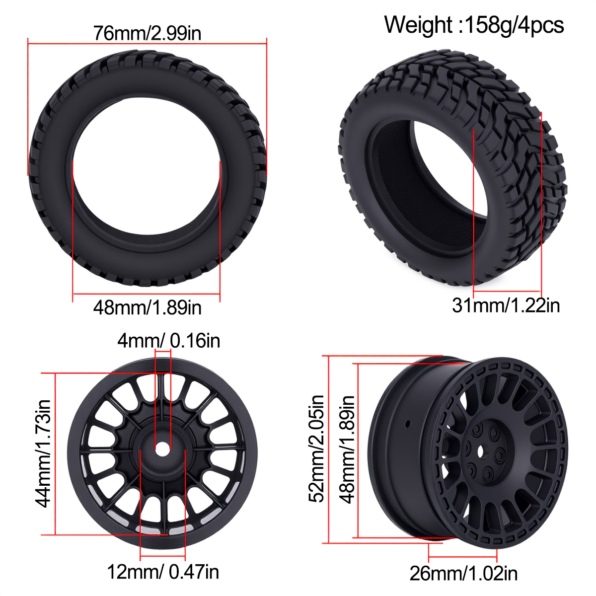 1.9inch 75*31mm Rubber Plastic - Tamiya Model Rc Car review and price